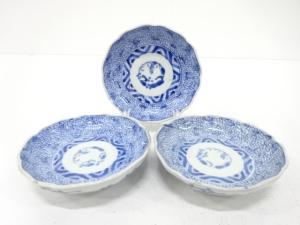 古伊万里　みじん染付　手塩皿　3客